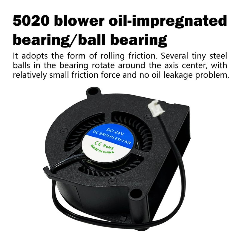HzdaDeve 2PK Kobra S1 Hotend Fan 5020 Dual Ball Bearing Blower 50x50x20mm DC 24V Axial Cooling Extruder Hotend Heat Sink Fan for Anycubic Kobra S1 Combo 3D Printer Accessories - Image 3